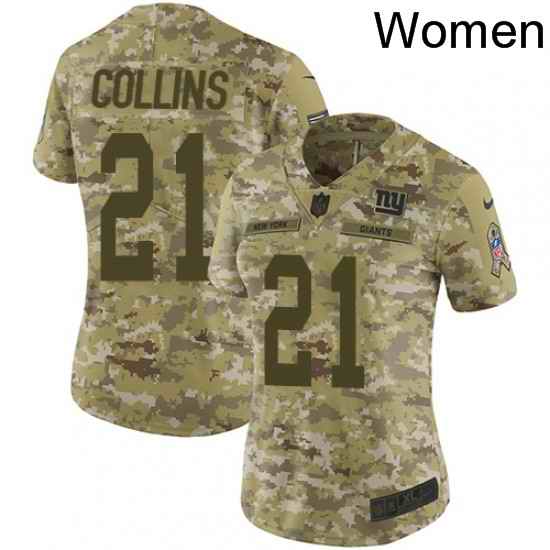 Womens Nike New York Giants 21 Landon Collins Limited Camo 2018 Salute to Service NFL Jersey